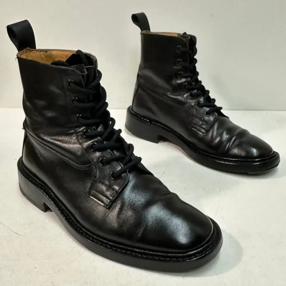 NEW HEELS Tricker's Men's Burford Country Boot Triple Black Calf EUC UK 6 US 7.5